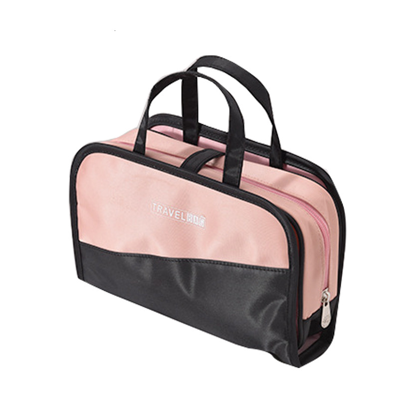 

Korean Portable Simple Color Matching Cosmetic Storage Pvc Cation Wash Bag, Khaki with wine red