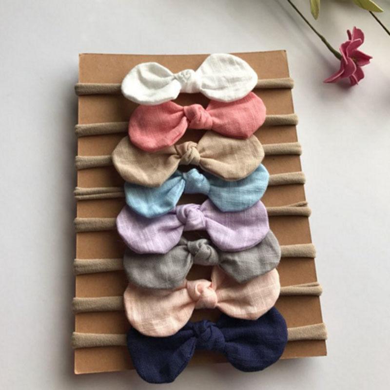 

Hair Accessories 4Pcs/Set Toddler Kids Girls Ribbon Elastic Headband Infant Baby Turban Knot Girl Bow Hairband Head Band, As photo show
