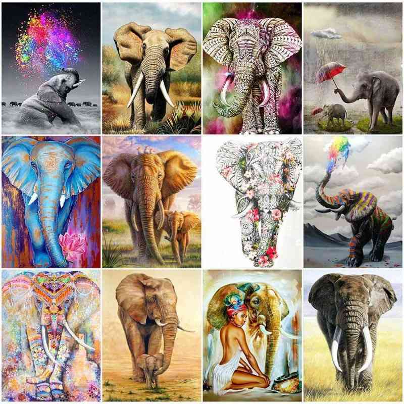 

New 5D full diamond animal embroidery elephant bedroom decorative painting