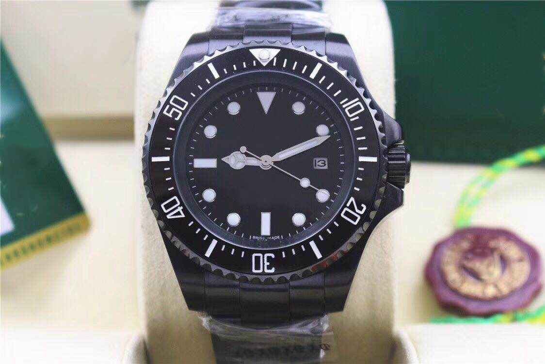 

Hot seller Black strap Men SEA-DWELLER Ceramic Bezel Stanless Steel Clasp 116660 Automatic movement Business Casual mens waterproof Watches, Slivery;brown