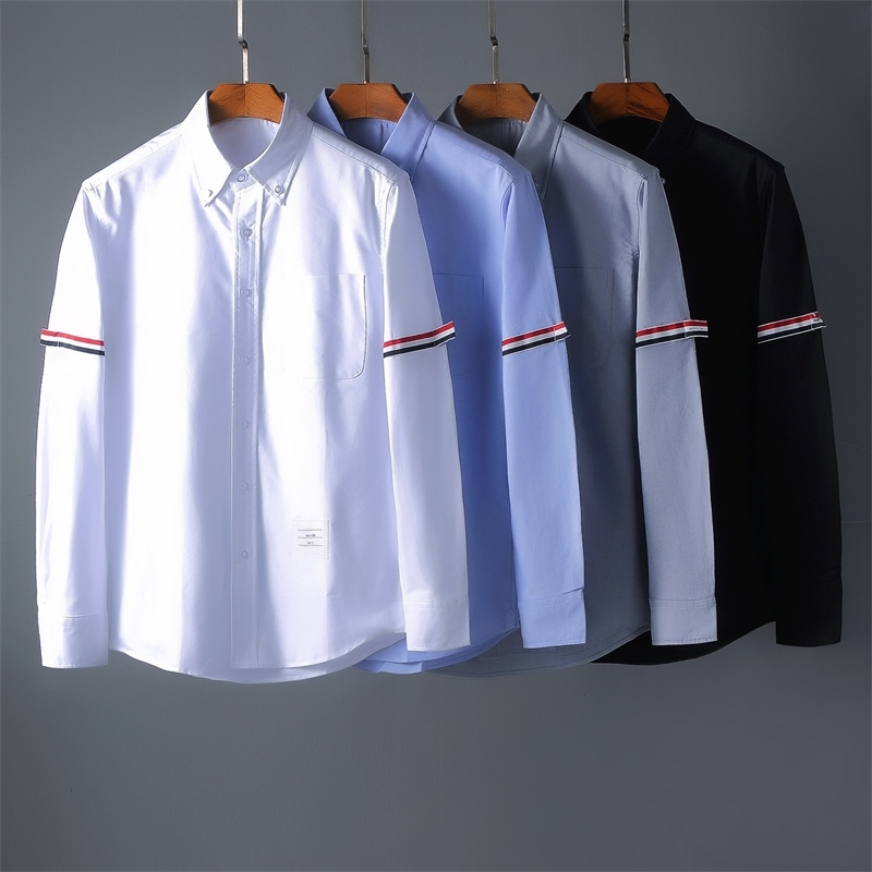 

TB fashion Oxford long sleeve double armband casual white basic shirt