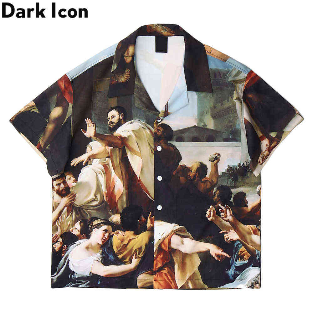 

Full Printed Vintage Street Polo Shirt Men Turn-down Collar Thin Material Men's Shirts Male Top 210603, As photo