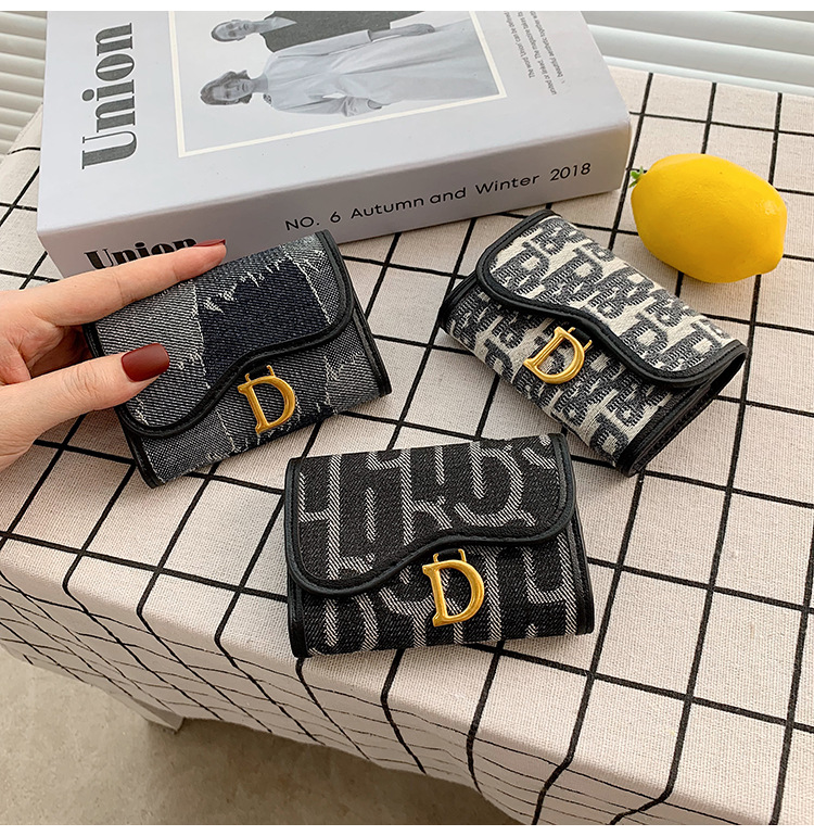 

Short MINI Wallet Female Spring Pendant Thin Wallets Card Holder Small Fresh Student Buckle Coin Purse, Black
