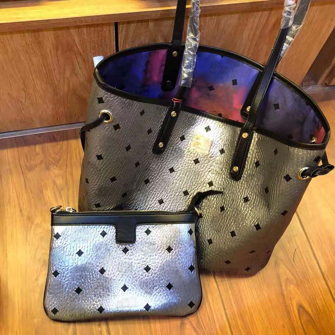 

Double-sided reversible starry sky printing shopping bag 2PC woman banquet handbag. High quality fashion shoulder bag, Black