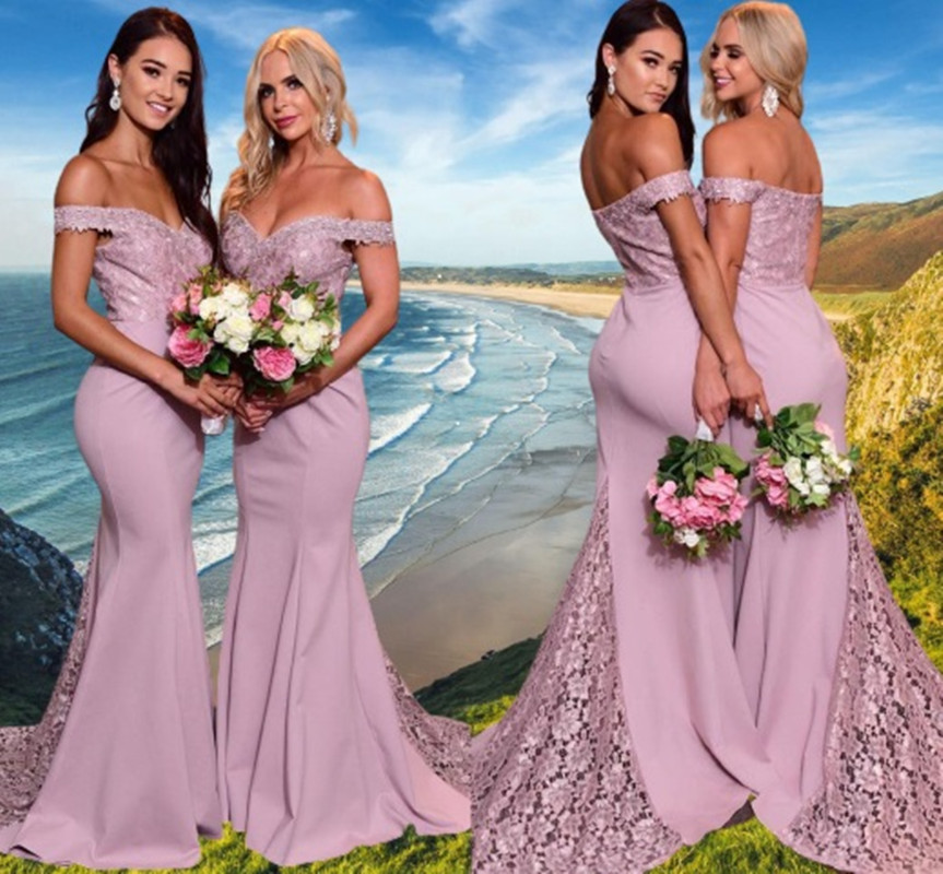 2022 Lace Mermaid Bridesmaid Dress Off Shoulder Bridal Dresses Wedding Guest Maid Of Honor Vestido Prom Gowns-image-731626867