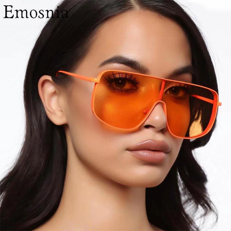 

New Square Oversized Sunglasses for Women 2021 Fashion One Piece Sun Glasses Men Shades Retro Colors Metal Frame Oculos UV400