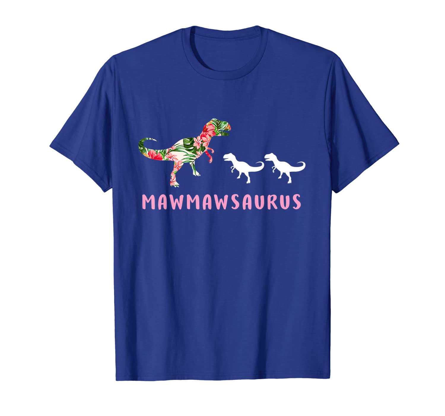 

mawmawsaurus dinosaur floral t-shirt funny t-rex, White;black