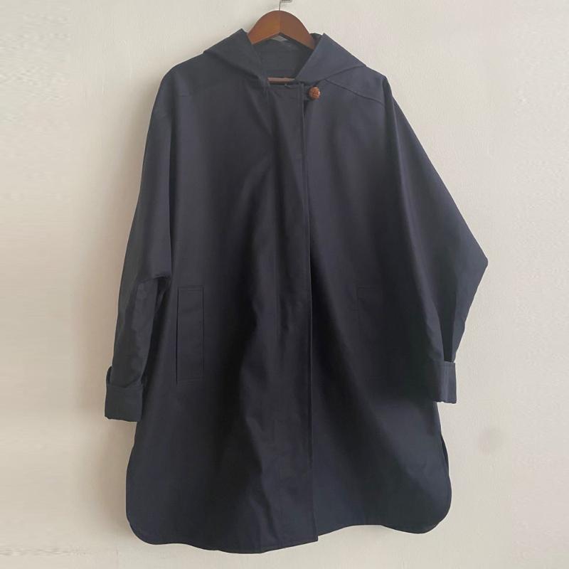 

Women trench coat long sleeve loose casual wild hooded jacket autumn winter new, As pic