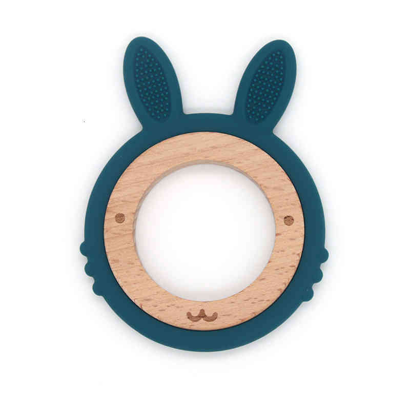 

Baby Teether Wooden Toys Beech Silicone Teething Ring Nature Montessori Toy Wood Rings Bracelet Infant Molar Goods Newborn