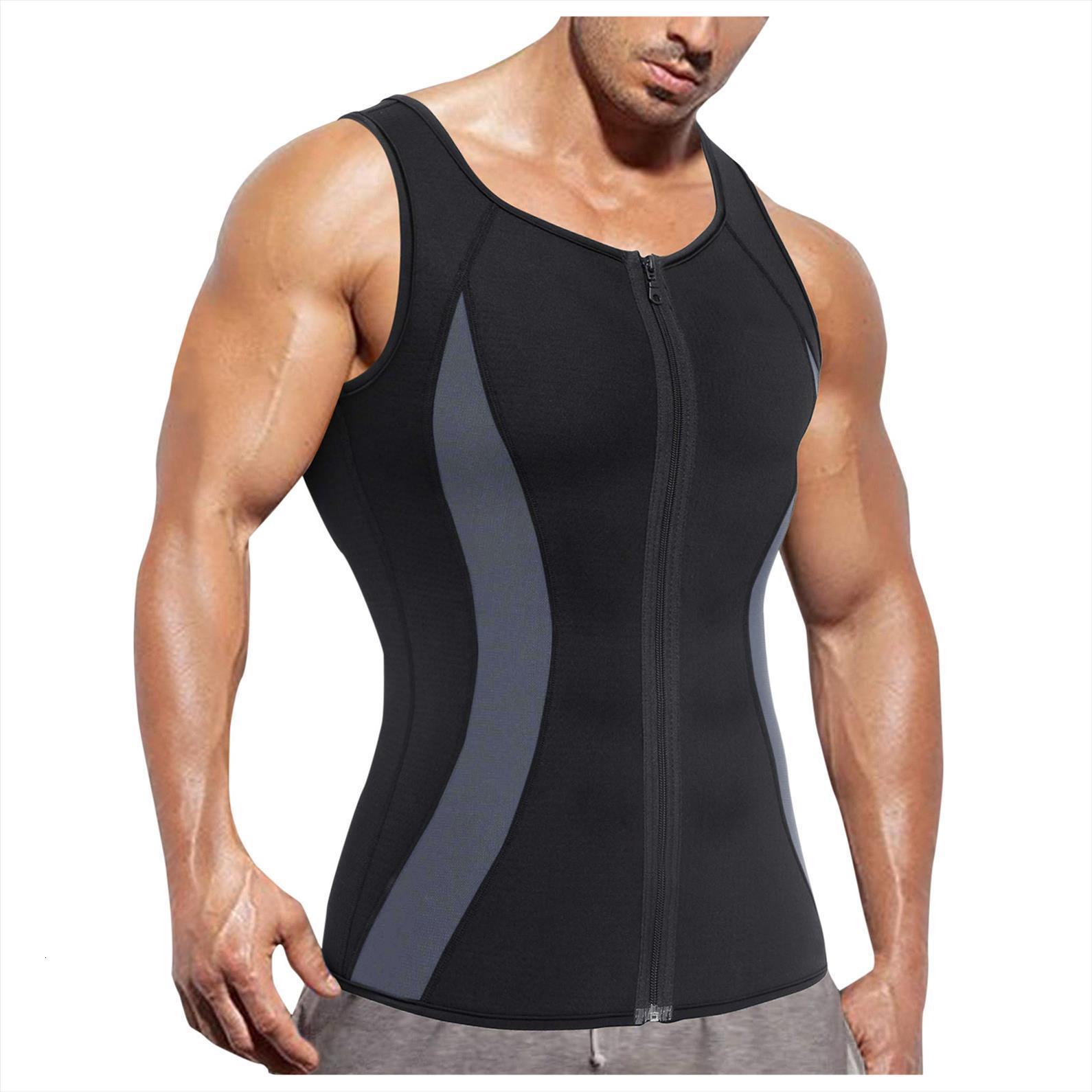 

summer mens casual fashion men zipper muscle sleeveless slim tee shirt tank bodybuilding fitness vest sports, White;black