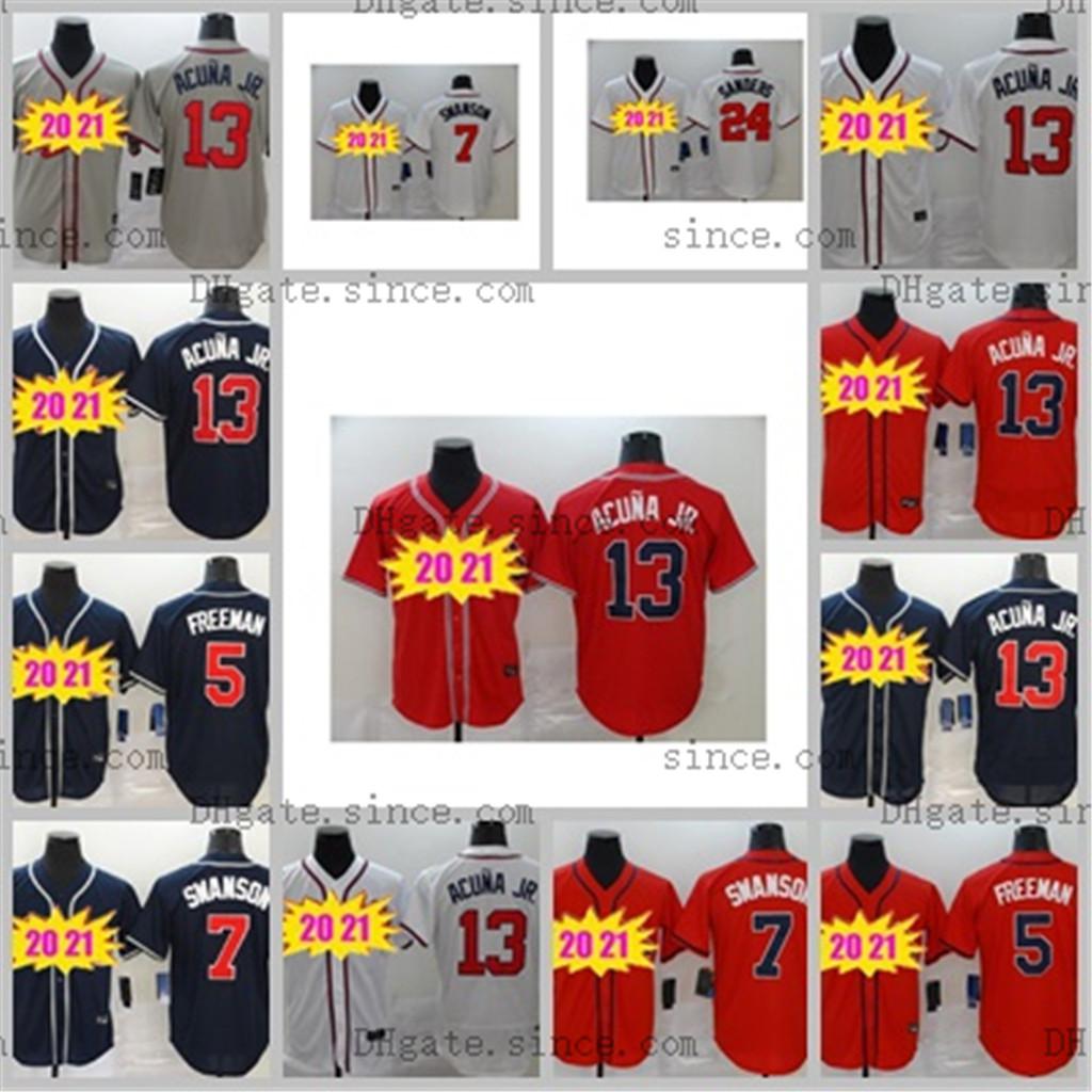 

2020 Atlanta Men Women kids Ronald Acuna Jr Jersey 5 Freddie Freeman 7 Dansby Swanson 24 Deion Sanders Braves Baseball jerseys, High Quality, Blue;black