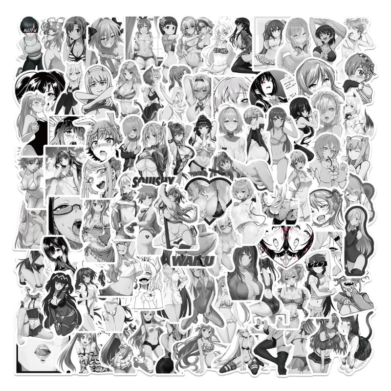 

Gift Wrap 100pcs Black White Sexy Waifu Girl Stickers For Notebooks Stationery Sticker Aesthetic Craft Supplies Scrapbooking Material