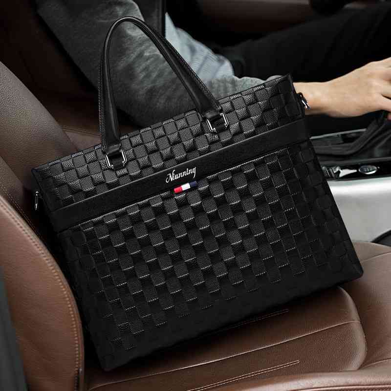 

Hand hand leisure fashion soft leather office business Briefcase Messenger men's bag, Green