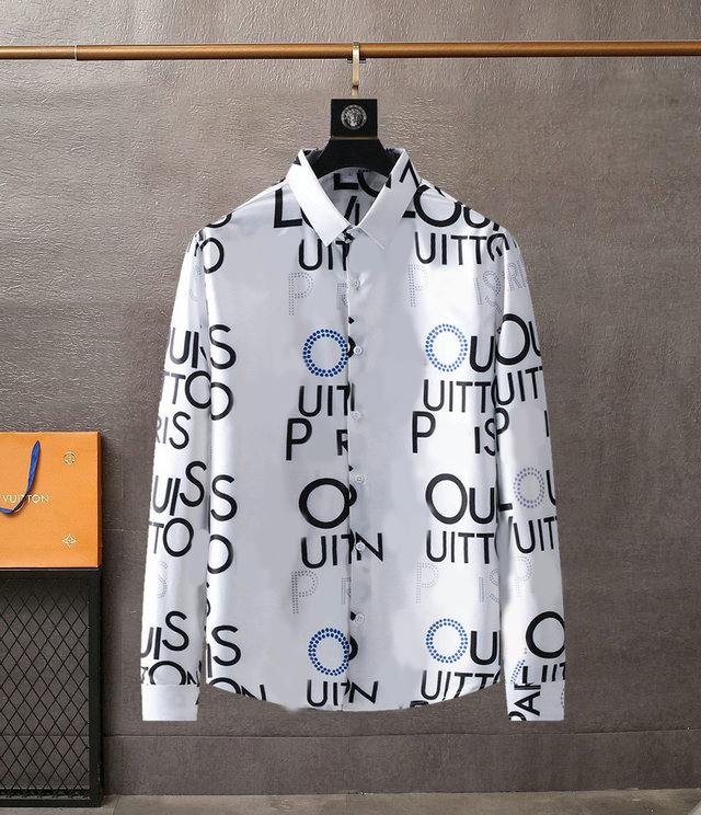 

2021 luxury designer fashion men's Women's shirts long sleeve business casual brand spring slim shirt M-3XL#01, Black
