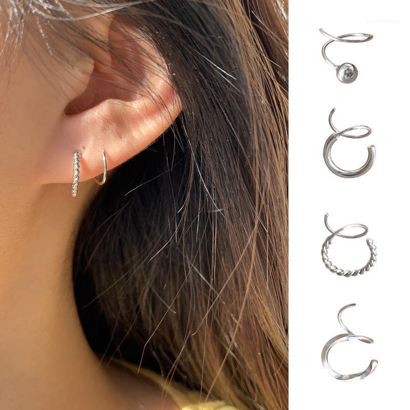 

Stud Kpop Trendy Earring For Women Jewelry Geometric Earrings 2022 Design Round Bead Twist Spiral Girl Kolczyki, Golden;silver