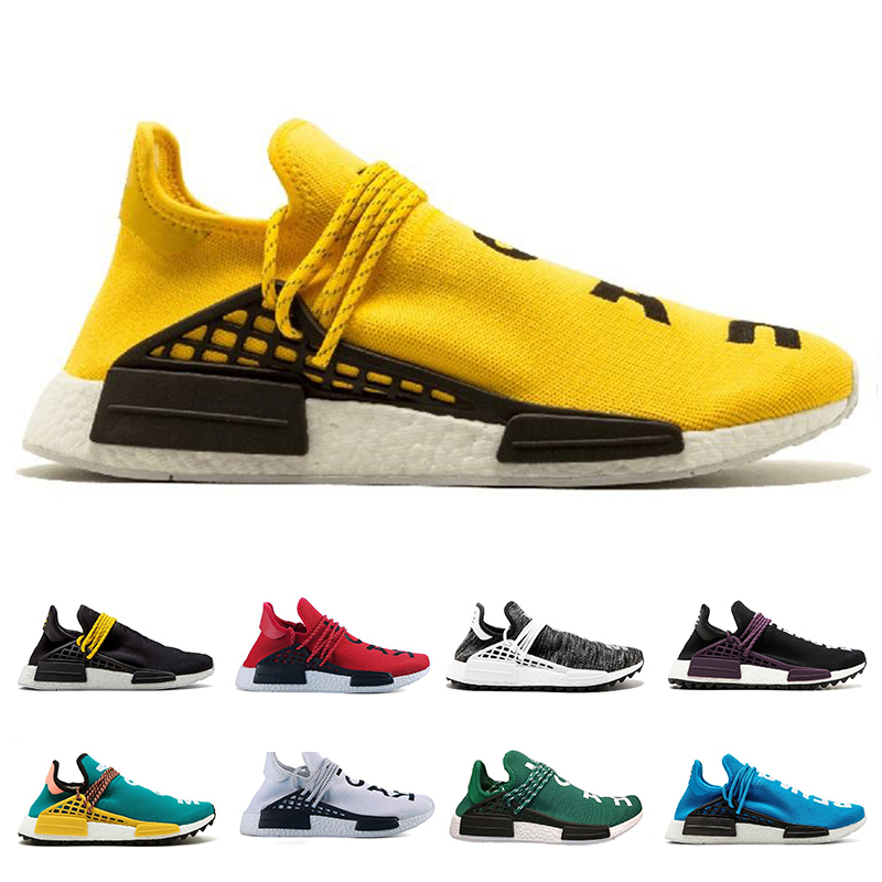 

Women Men Human Race Hu trail Yellow Black NERD Pharrell Williams Mens Running Shoes Womens White Red Sneakers Trainers Sports, 0 36-45