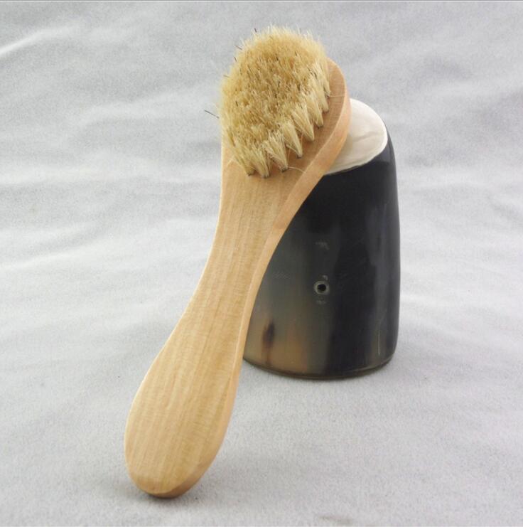 

Face Cleansing Brush for Facial Exfoliation Natural Bristles cleaning Face Brushes for Dry Brushing Scrubbing with Wooden Handle