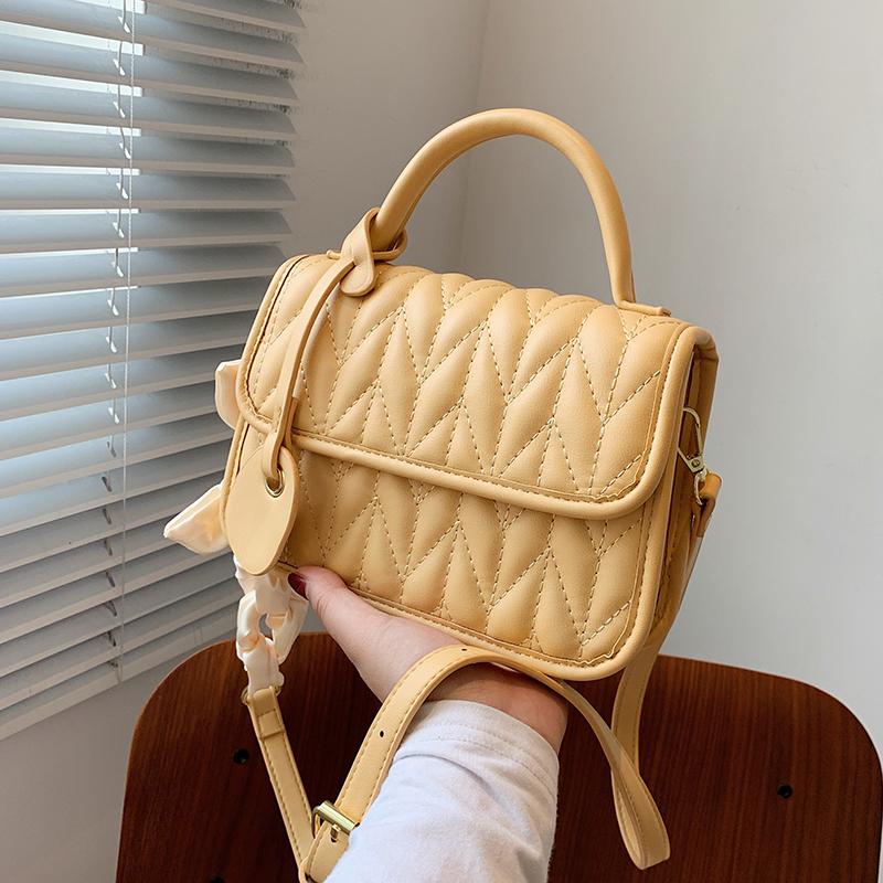 

Shoulder Bags Classic Small Pu Leather Crossbody For Women 2021 Messenger Bag Hand Embroidered Square, Yellow