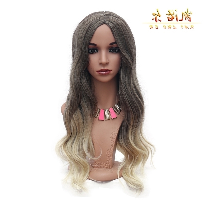 

curly hair medium Medium length gray gradient female headgear