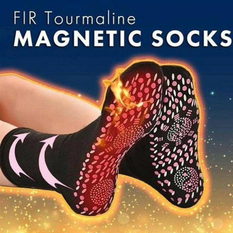 

Men's Socks 2Pair=4Pcs Women Self Heating Magnetic For Men Heated Tour Therapy Massage Warm Winter, Black