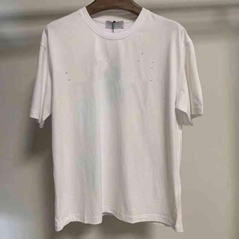 

Men's T-Shirts Make retro style old European and American street wind broken hole T-shirt 8TVL, White