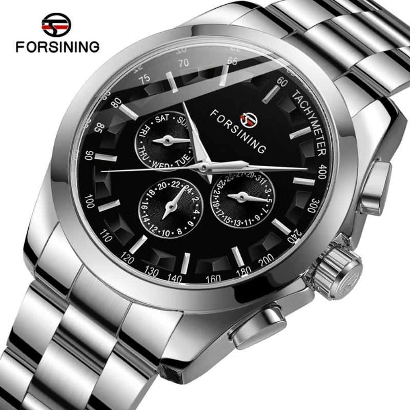 

Forsining 2021 New Men Mechanical Watch Calendar Automatic Self-Wind Clock Business Sport Stainless Steel Belts Wristwatch, Gold white