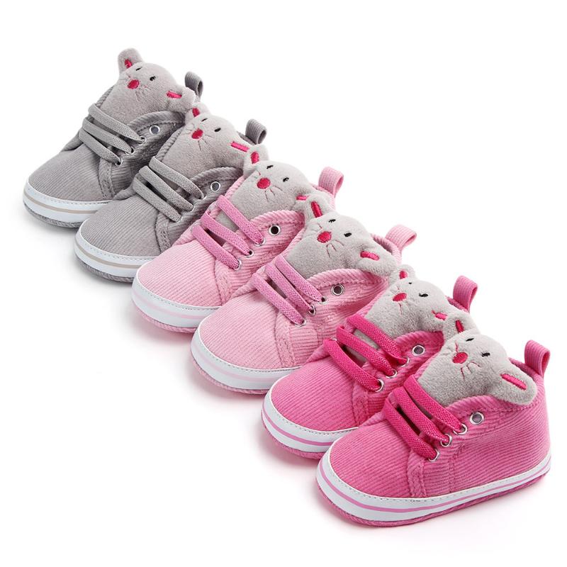

First Walkers 2021 Autumn Baby Girls Boys Cotton Shoes Soft Sole Anti-Skid High-Top Ankle Sneakers Cute Animal Crib