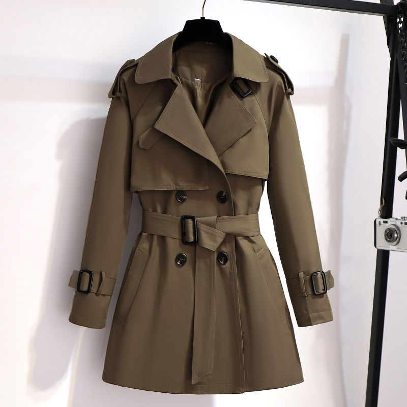 

Designer Spring Autumn Women Trench Coat Korean Casual Loose Ladies Windbreaker Long Section Belt British Style Overcoat 4XL, Black