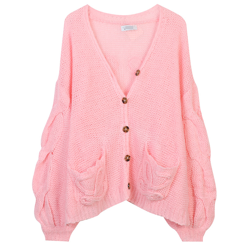 

703 2021 Milan Runway Spring Brand SAme Style Sweater Long Sleeve High Quality V Neck Cardigan Pink White Fashion Clothes High Quality Womens mingmo, White;black