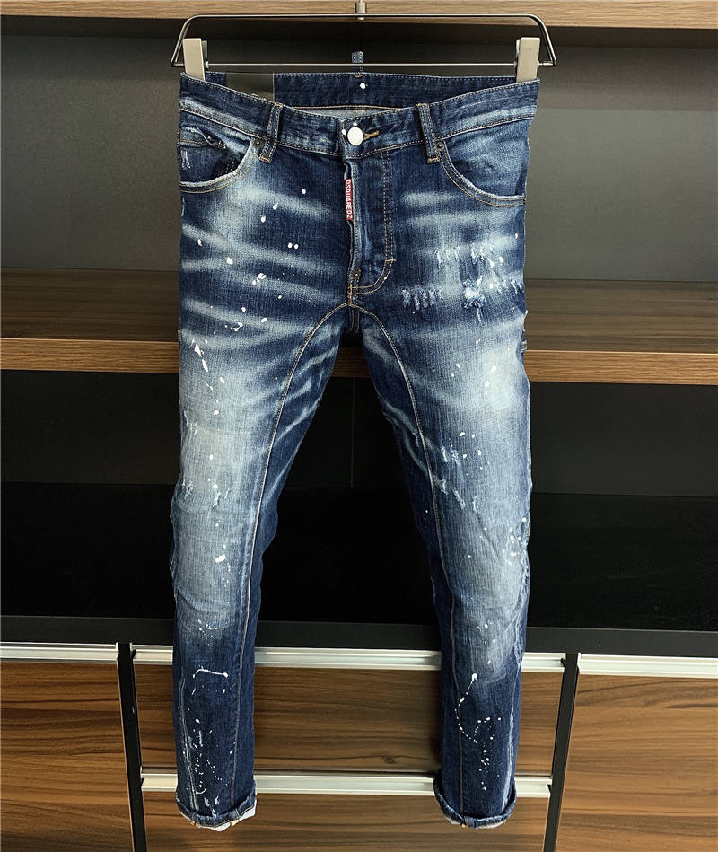 

2021 New Designers DSquared luxurys DSQ2 D2 Men Luxury Denim Jeans Holes Trousers Pants Biker Jeans Rock Revival Jeans A378 2, Blue