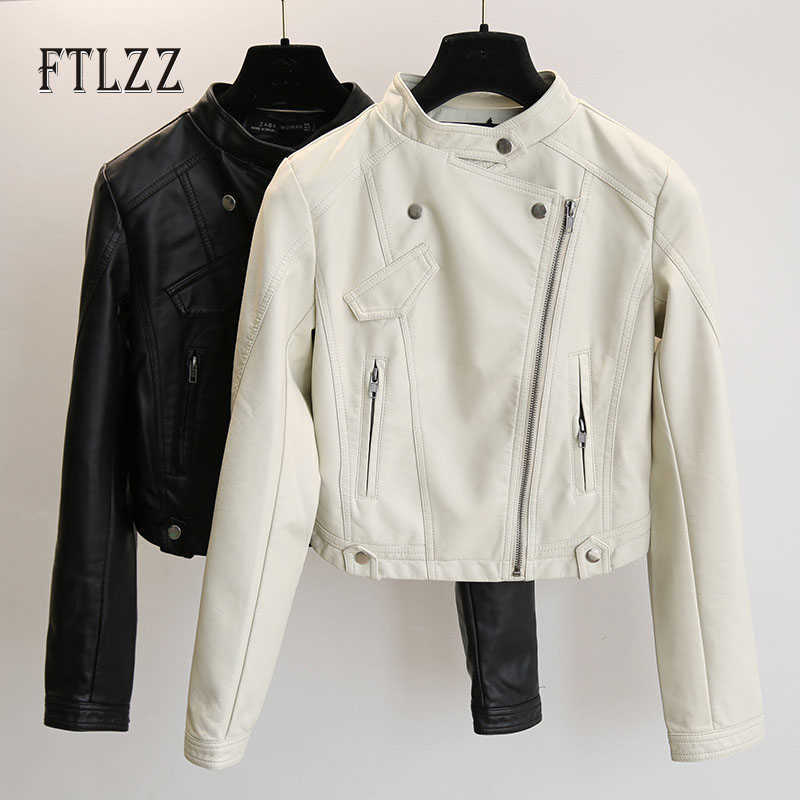 

Faux Leather Jacket Slim Long Sleeve Short Leahter Coats Ladies Punk Rivet Biker Moto Pvc Puffer Jacket 210602