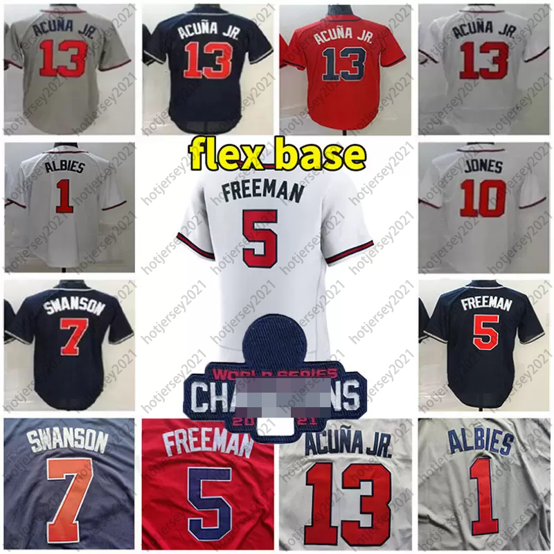 

2021 Freddie Freeman Jersey Ronald Acuna Jr. Jorge Soler Austin Riley Joc Pederson Max Fried Dansby Swanson Ozzie Albies Chipper Jones Anderson Rosario Baseball, Women color 5