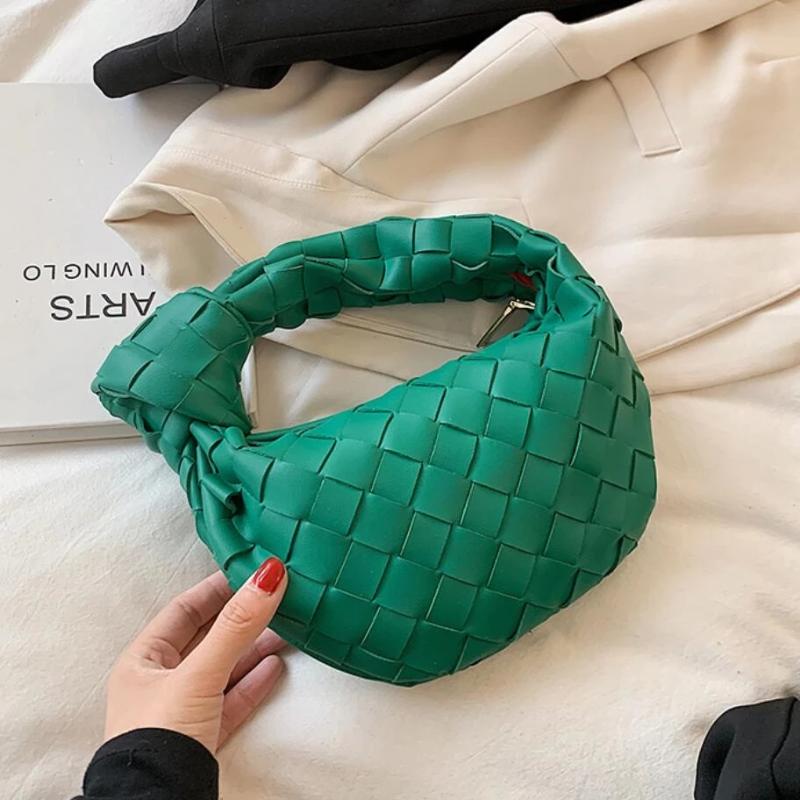 

Evening Bags Woven Small Handbag PU Leather Clutch Bag For Women 2022 Simple Totes Shoulder Lady Handbags And Purses