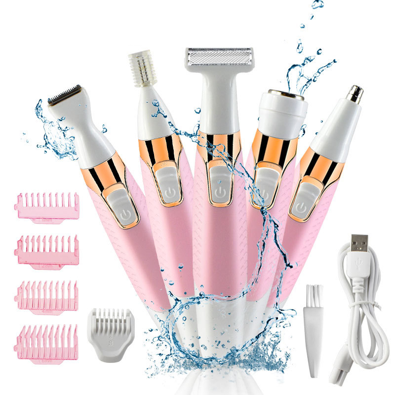 

USB electric epilator eyebrow trimmer shaver face and nose hairs whole body 5 in 1 multifunctional lady hair removal device