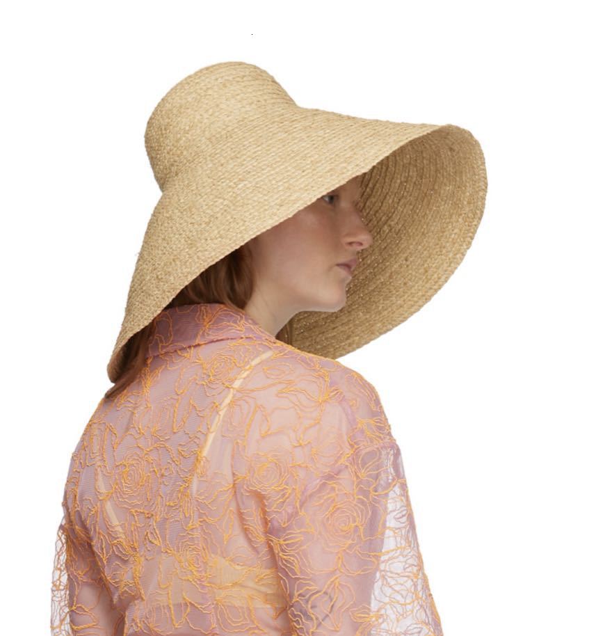 

2021 New 21cm Extra Large Brim Women Summer Floppy Natural Raffia Straw Ourdoor Upf 50+ Brittany Beach Hat Sun Protective V9fg, Beige