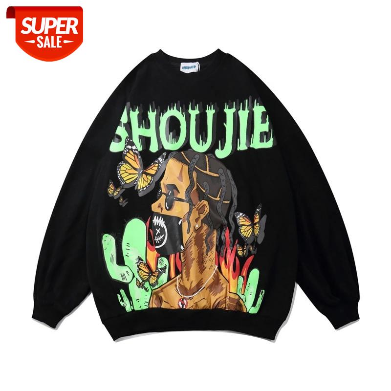 

SEVEYFAN Men's Hip Hop Sweatshirts Cartoon Characters Printed Hoodies Pure Cotton Pullover for Male #Xn7f, Black