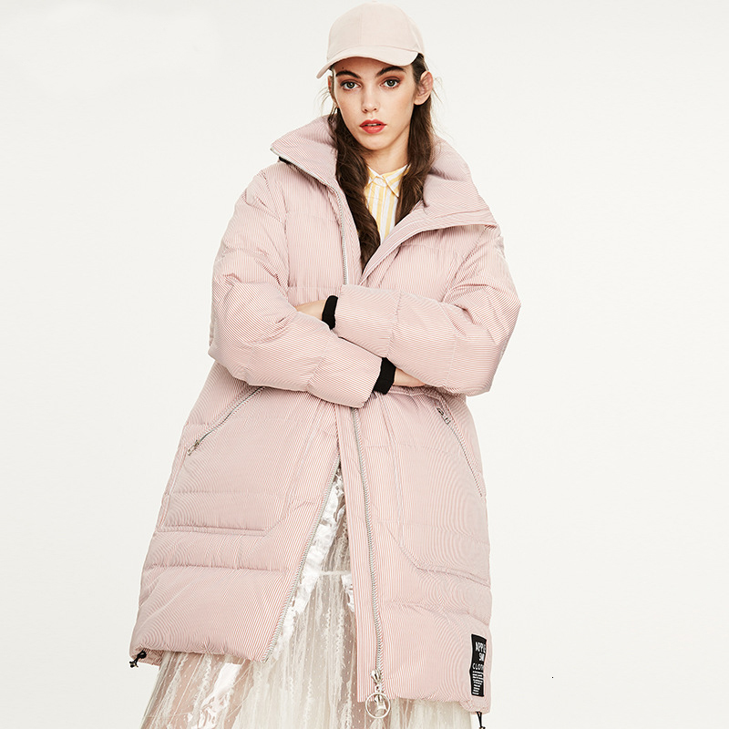 

2021 Winter Thick White Down Hooded Women Women's Warm Coat B1t0, Pink.