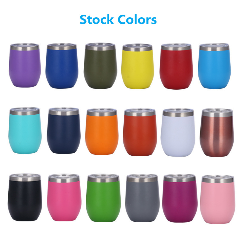 

12oz Stainless Steel Stemless Insulated Mug Vacuum Thermos Cup Swi Tumbler 12 OZ Egg Shaped Wine beer, As picture