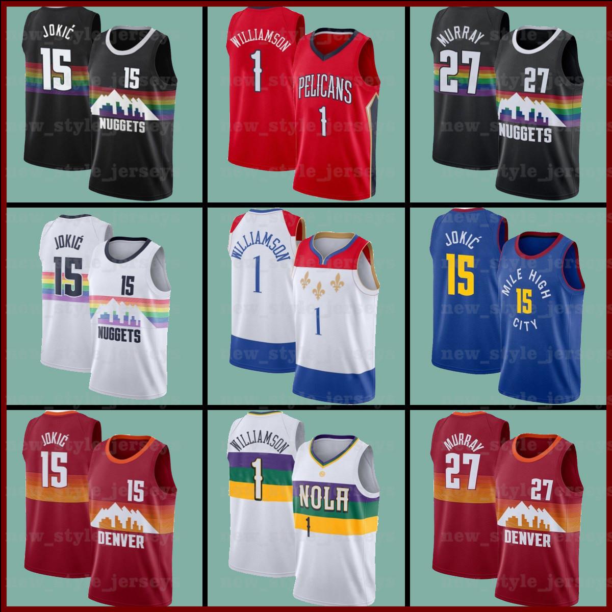 

NCAA Duke 1 Zion 15 Nikola Williamson Murray Jokic 27 Jamal d4 Denver Nuggets new orleans pelicans Men Basketball Jerseys, Black;red