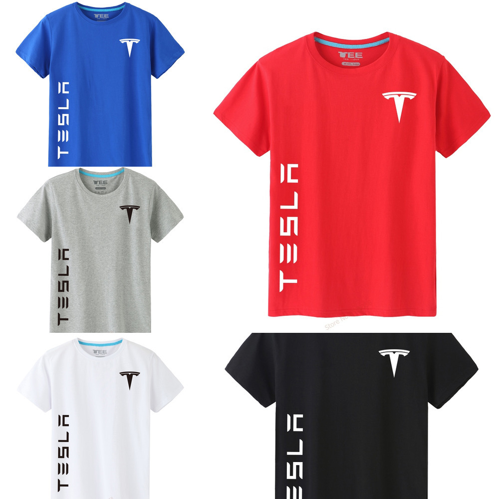 

Brand Men's Cotton O-Neck Tops Summer Male Tesla T-shirt short sleeve Casual T shirt top quality L0223, White;black
