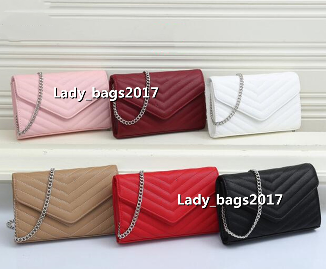 

Women Chain Bags Flap Purse Designer Clutch Lady Shoulder Bag Cowhide Leather Handbag Presbyopic Card Holder Luxury Messenger Evening Caviar, As pic 11-beige-glod chain