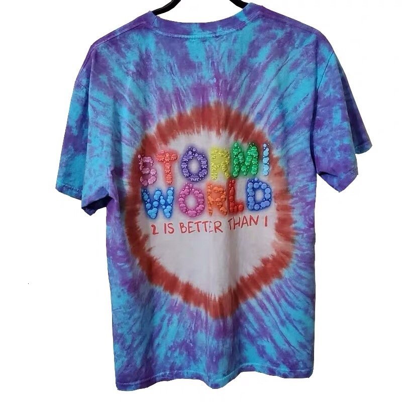 

2021 New the Best Version of Travis Scott Cactus Jaxtomi 2 Party Tie Dye Men's T-shirt Zfja, Blue.