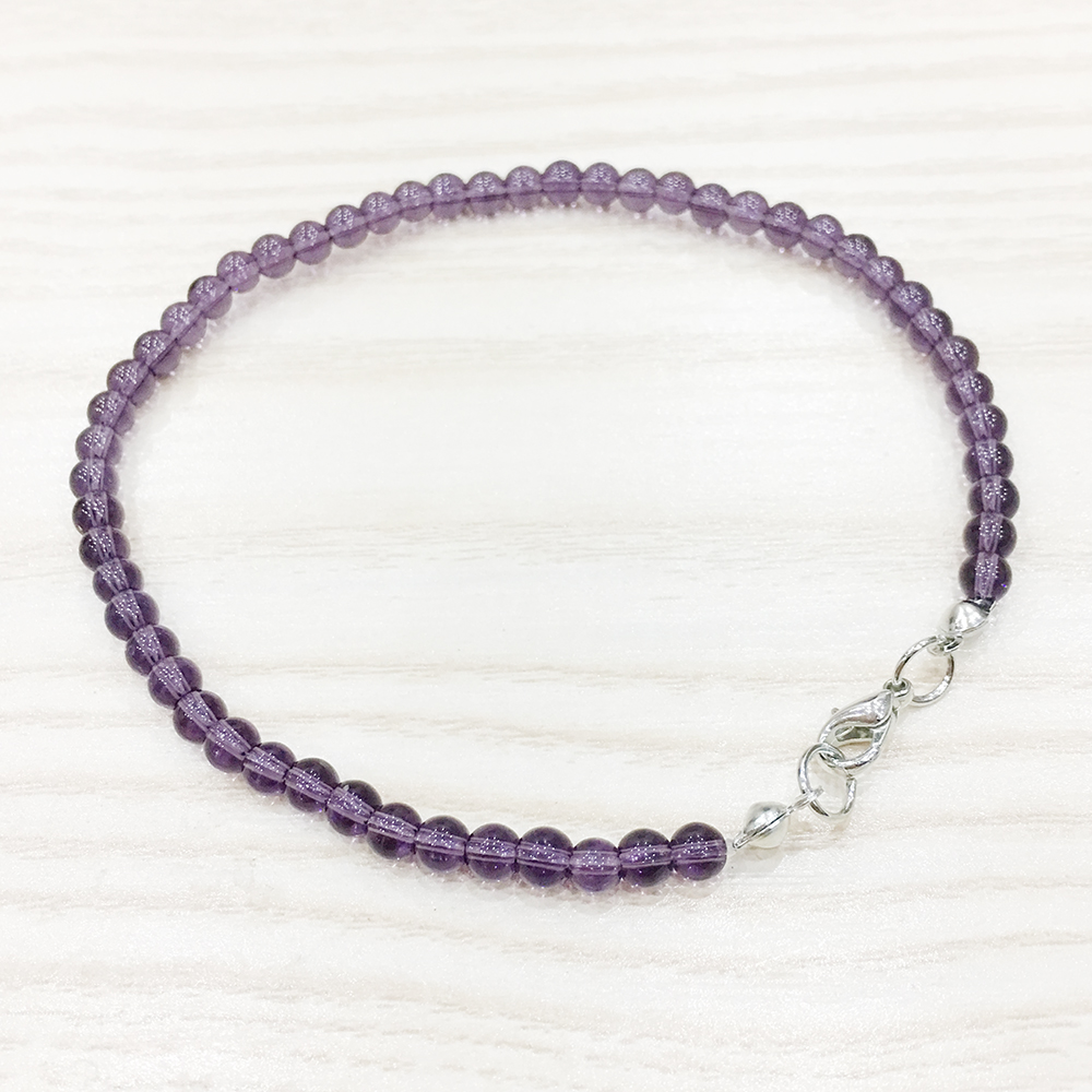 

MG0141 Wholesale Natural Amethyst Anklet Handmade Purple Crystal Mala Bead Anklet 4 mm Mini Gemstone Jewelry