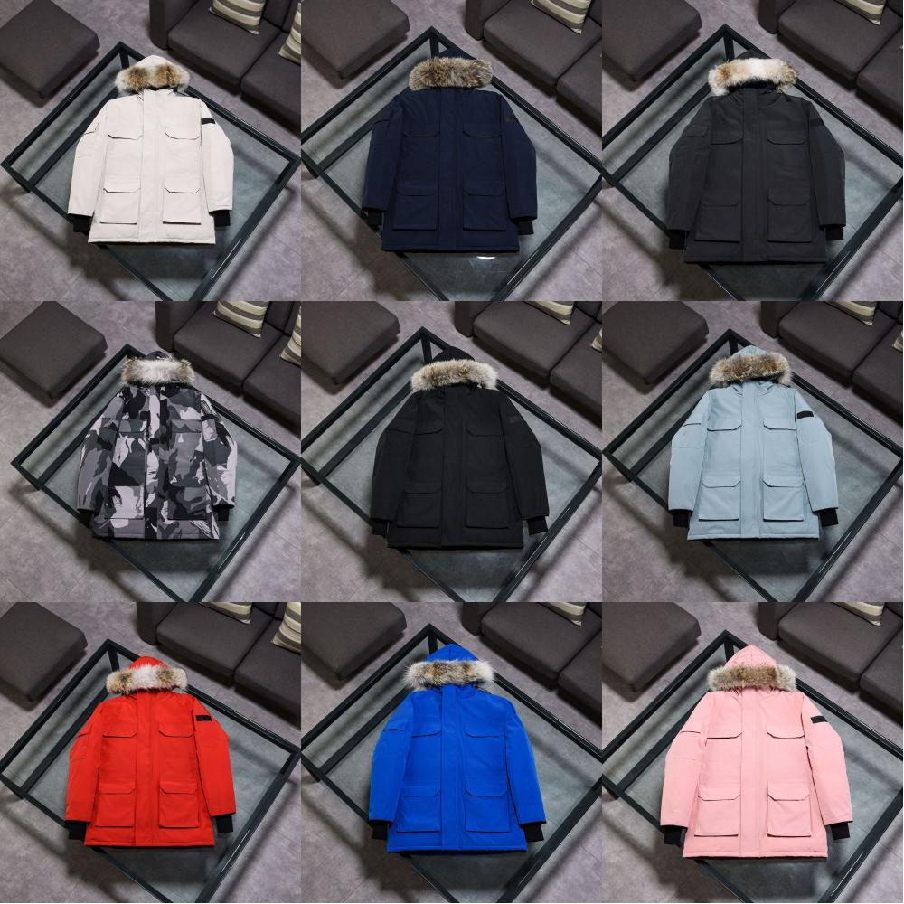 

Men Women Outerwear Designer Parka Coat Winter Down Jacket Real Wolf Fur Windproof Size XS-XXL, Gift packaging