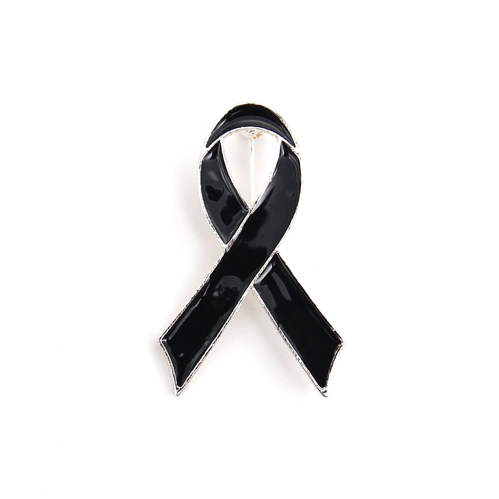 

10 Pcs/Lot Custom Brooch Black Enamel Ribbon Breast Cancer Awareness Medical Pins For Nurse Accessories