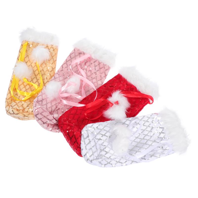 

Christmas Decorations 4Pcs Themed Bottle Pouches Dining Table Covers (Assorted Color)