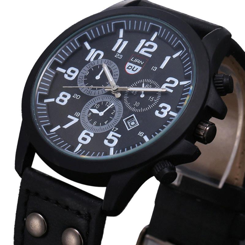 

Wristwatches Luxury Watches Quartz Men Leather Strap Fashion Men's Watch For Wrist Clock High Quality Trustworthy, Brown