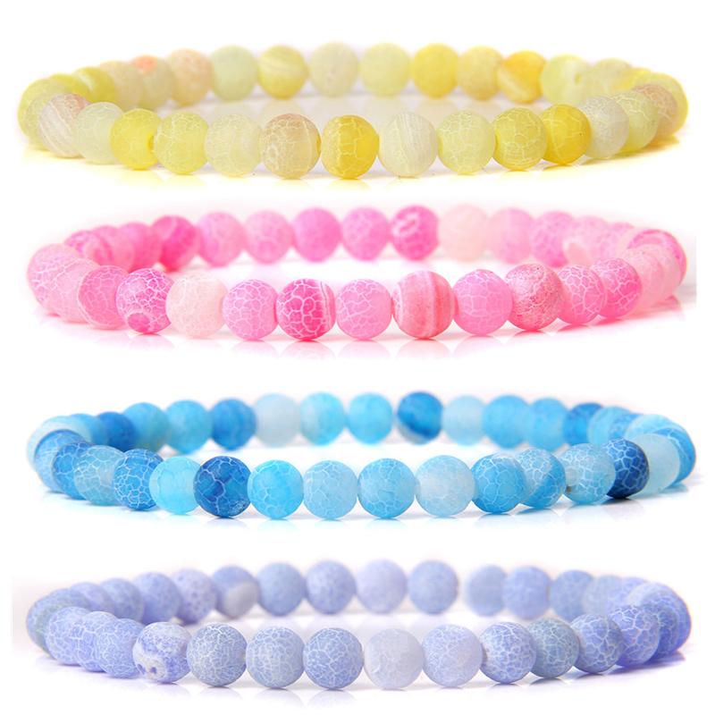 Beaded, Strands Multicolor 6mm Weathered Agates Stone Beads Bracelet Natural Gem Beaded Stretch Reiki Yoga Jewelry Men Women Gift-image-703801903