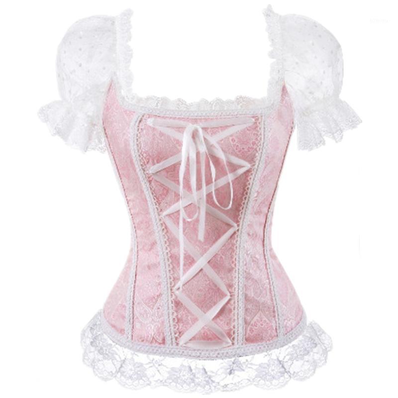 

Bustiers & Corsets Fashion Princess Style Women Lingerie Bodyshaper Bridal Corset Bustier Tops For Short-Sleeve Lace Up Corselet Plus Size, Black