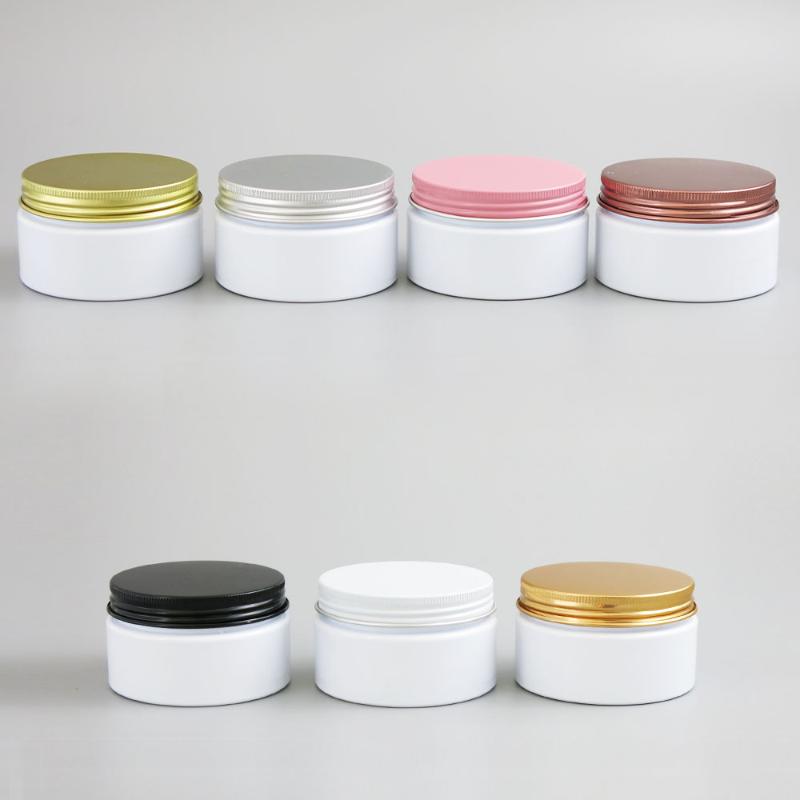 

Storage Bottles & Jars 24pcs/lot 100g White Cosmetic Jar Containers Skincare Cream 100ml For Cosmetics Packaging Plastic With Metal Lids